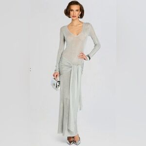 Ser.o.ya Ashera Metallic Knit Maxi Dress in Silver
